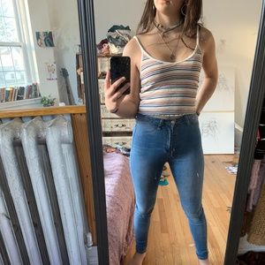 striped cropped tank